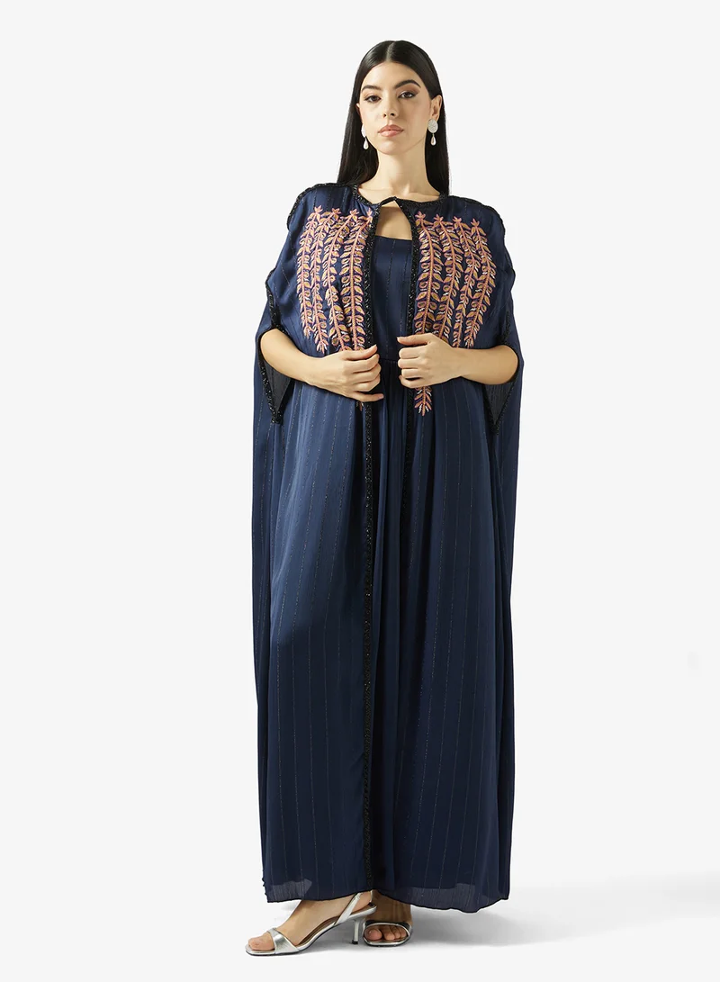 hayas closet Embroidered Overlay Maxi Dress